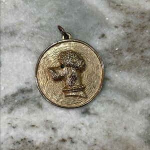 VINTAGE Gold Poodle Medallion Pendant
